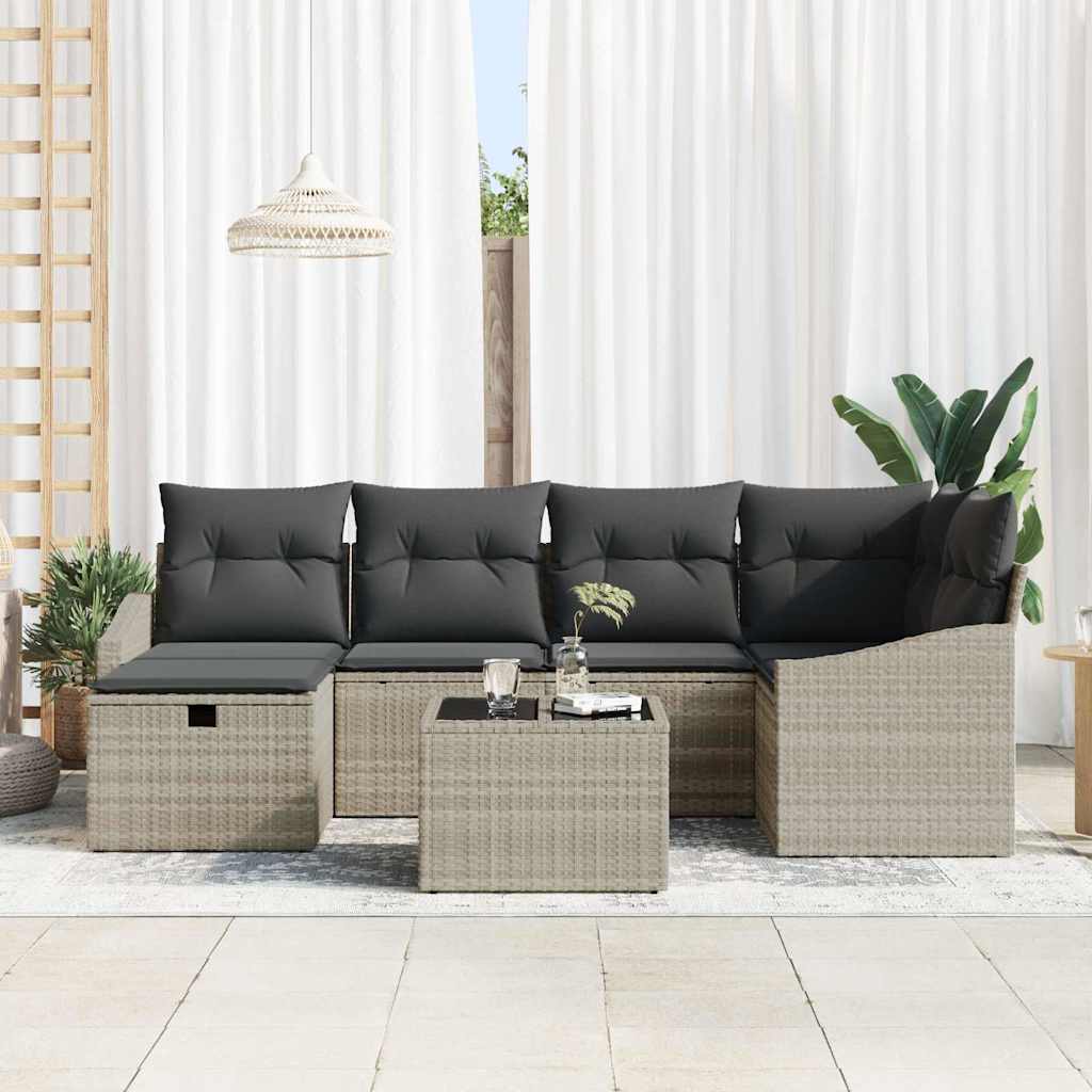 Conjunto de Sofá de Jardim 7 pcs Cinzento-claro 55 x 62 x 69 cm