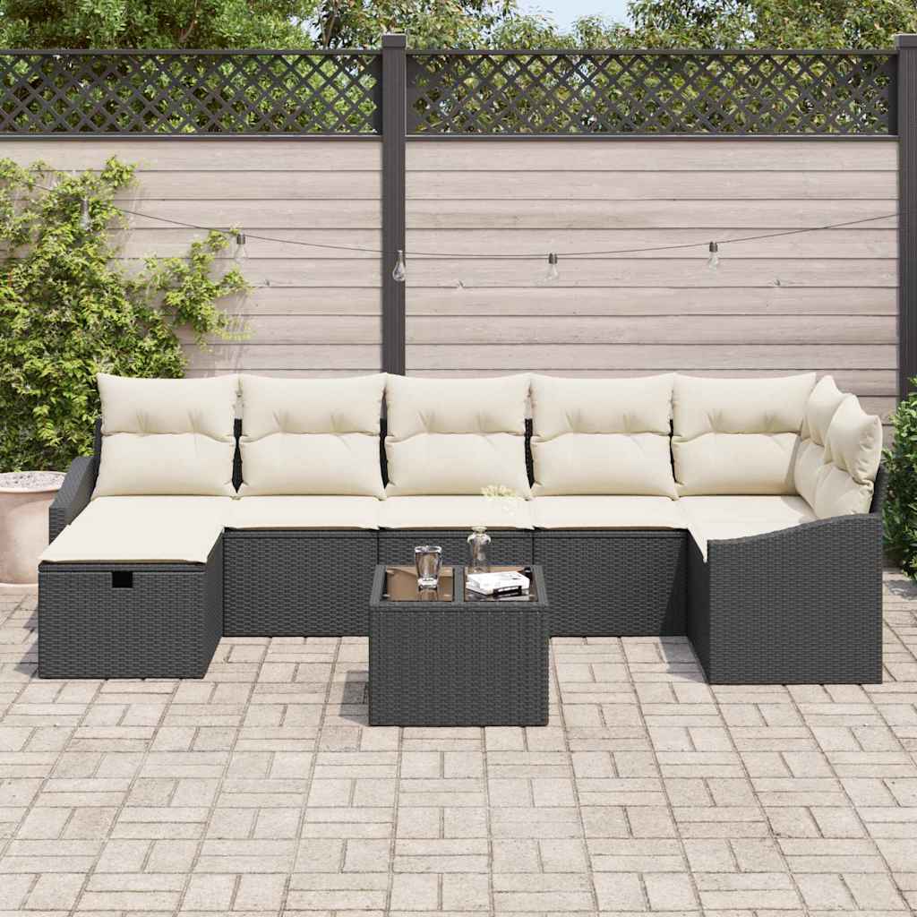 Conjunto de Sofá de Jardim 8 pcs Preto 55 x 62 x 69 cm