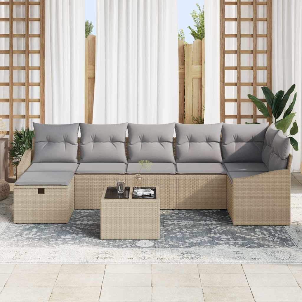 Conjunto de Sofá de Jardim 8 pcs Bege 55 x 62 x 69 cm
