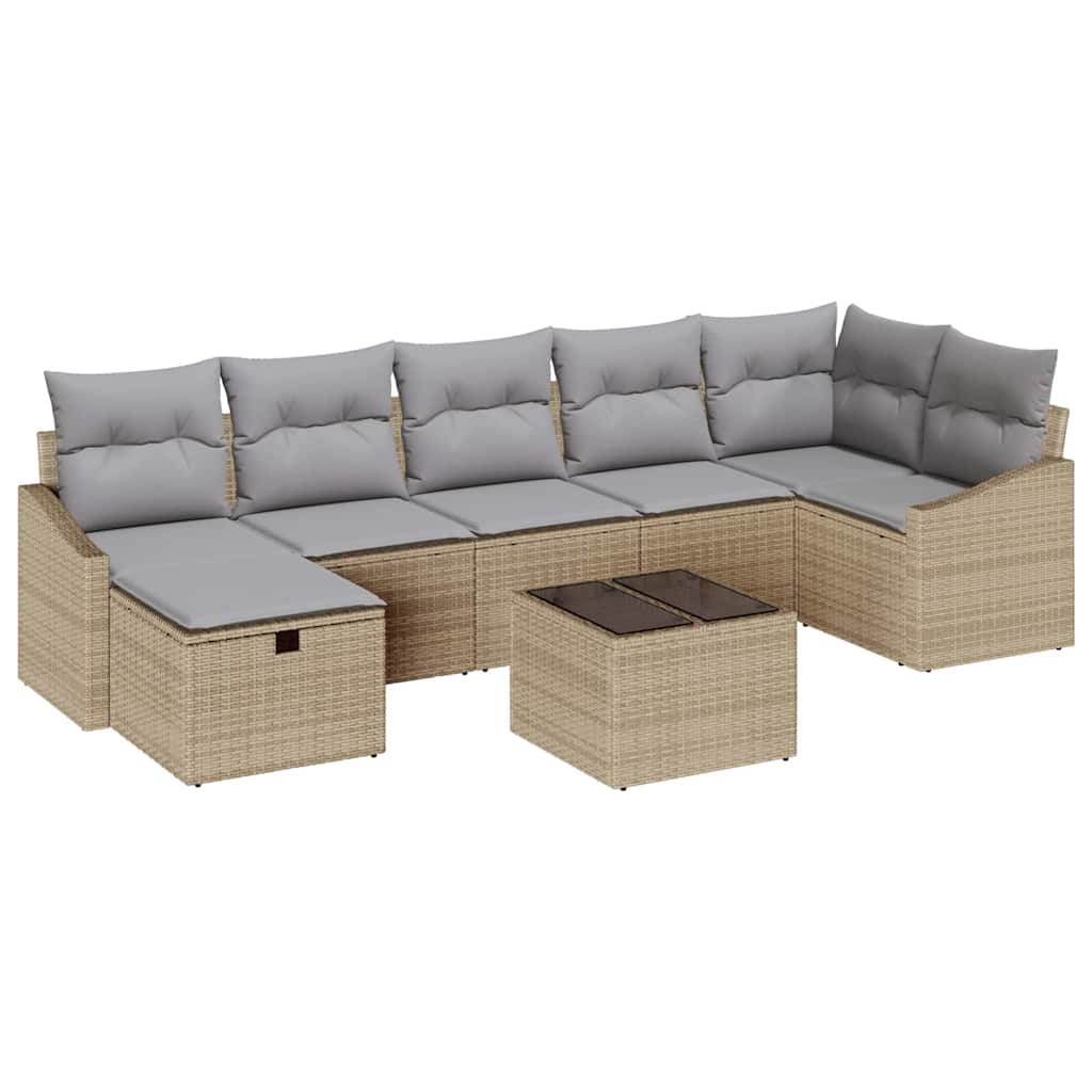 Conjunto de Sofá de Jardim 8 pcs Bege 55 x 62 x 69 cm