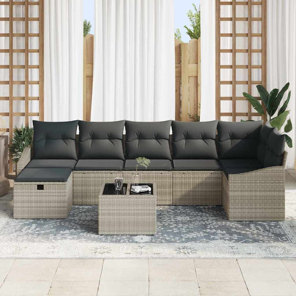 Conjunto de Sofá de Jardim 8 pcs Cinzento-claro 55 x 62 x 69 cm