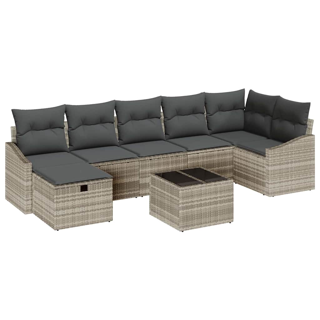Conjunto de Sofá de Jardim 8 pcs Cinzento-claro 55 x 62 x 69 cm