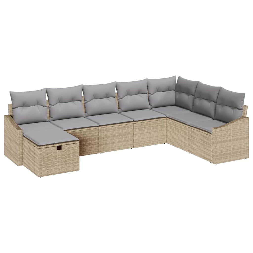 Conjunto de Sofá de Jardim 8 pcs Bege 55 x 62 x 69 cm