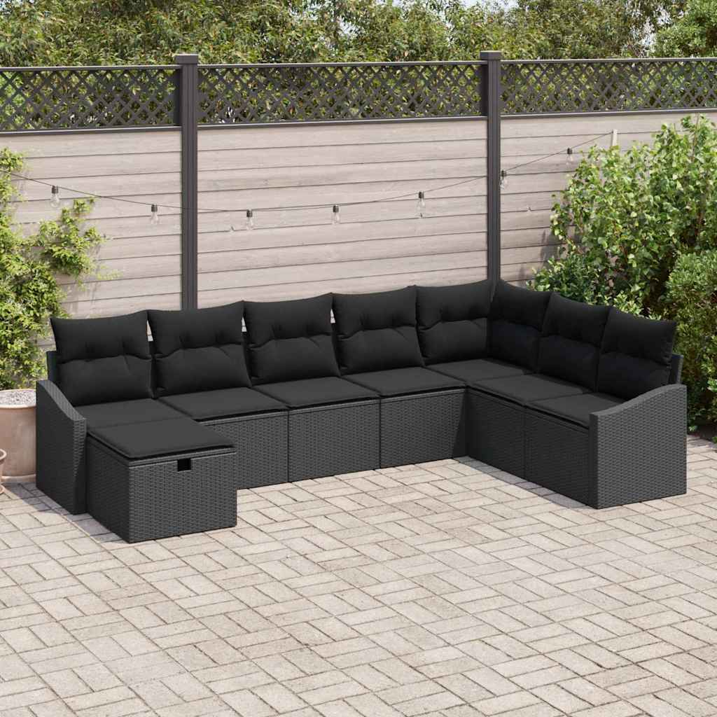 Conjunto de Sofá de Jardim 8 pcs Preto 55 x 62 x 69 cm