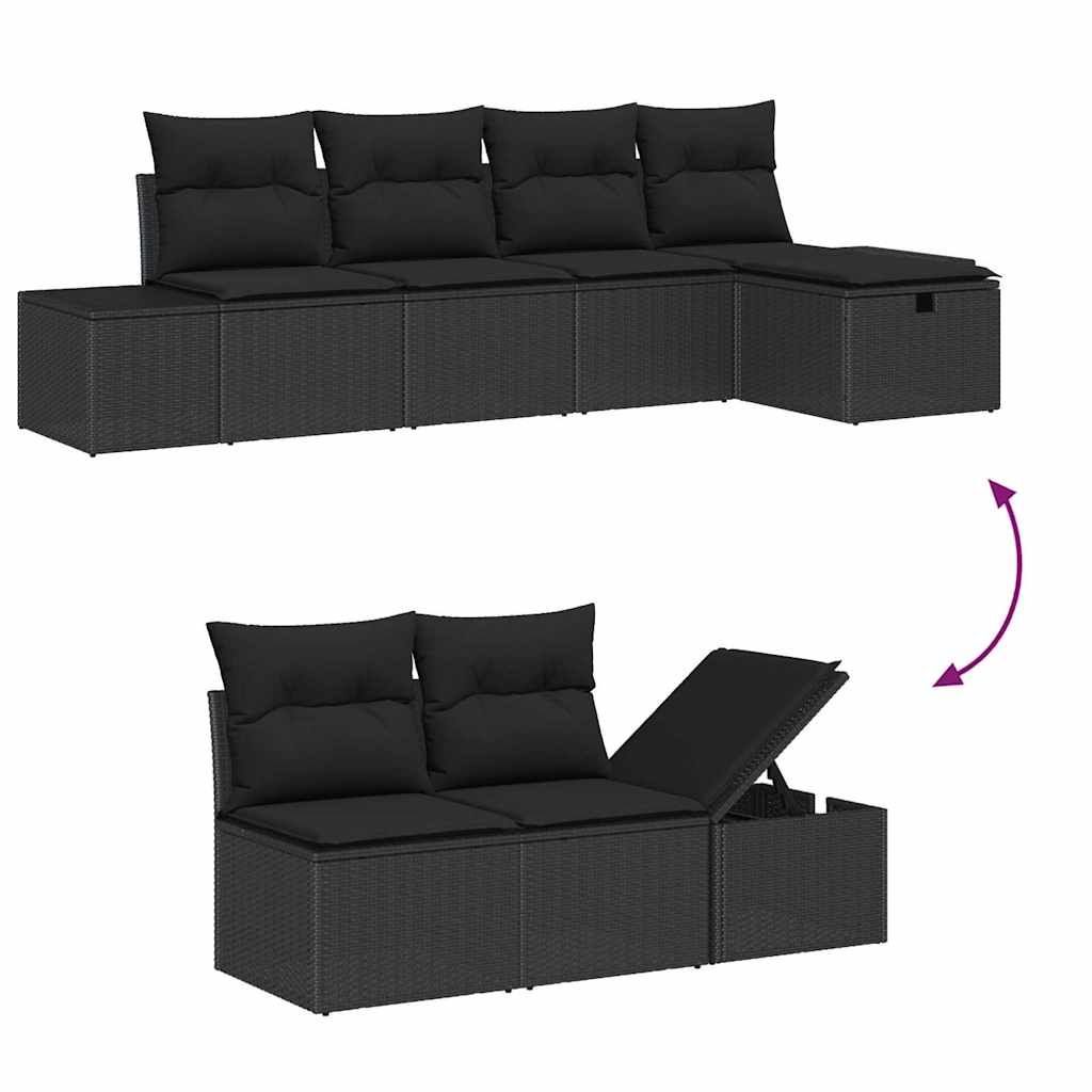 Conjunto de Sofá de Jardim 6 pcs Preto 55 x 62 x 69 cm