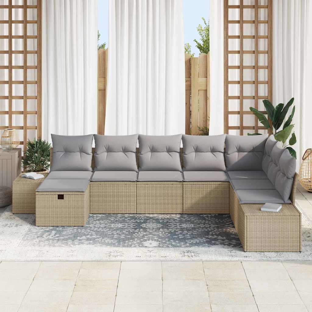 Conjunto de Sofá de Jardim 8 pcs Bege 55 x 62 x 69 cm