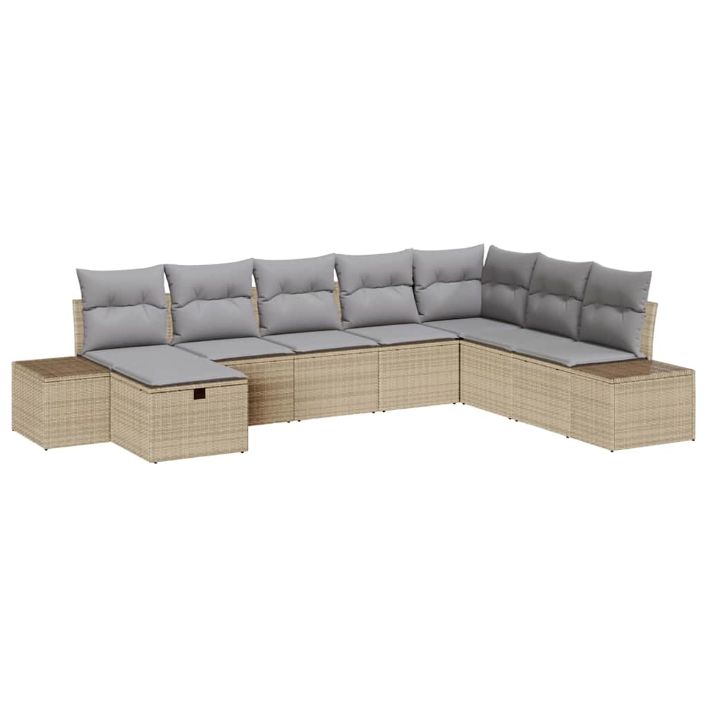 Conjunto de Sofá de Jardim 8 pcs Bege 55 x 62 x 69 cm