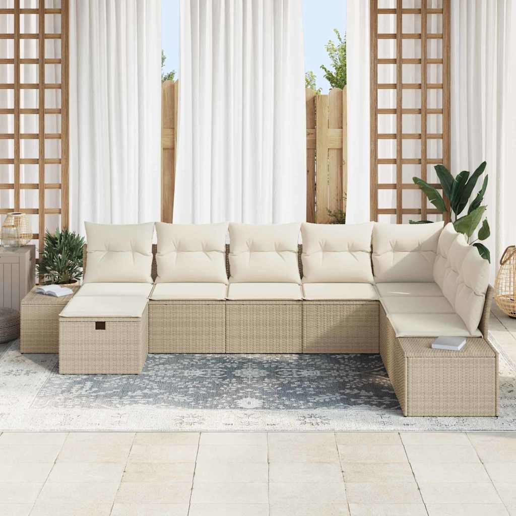 Conjunto de Sofá de Jardim 8 pcs Bege Rattan Sintético