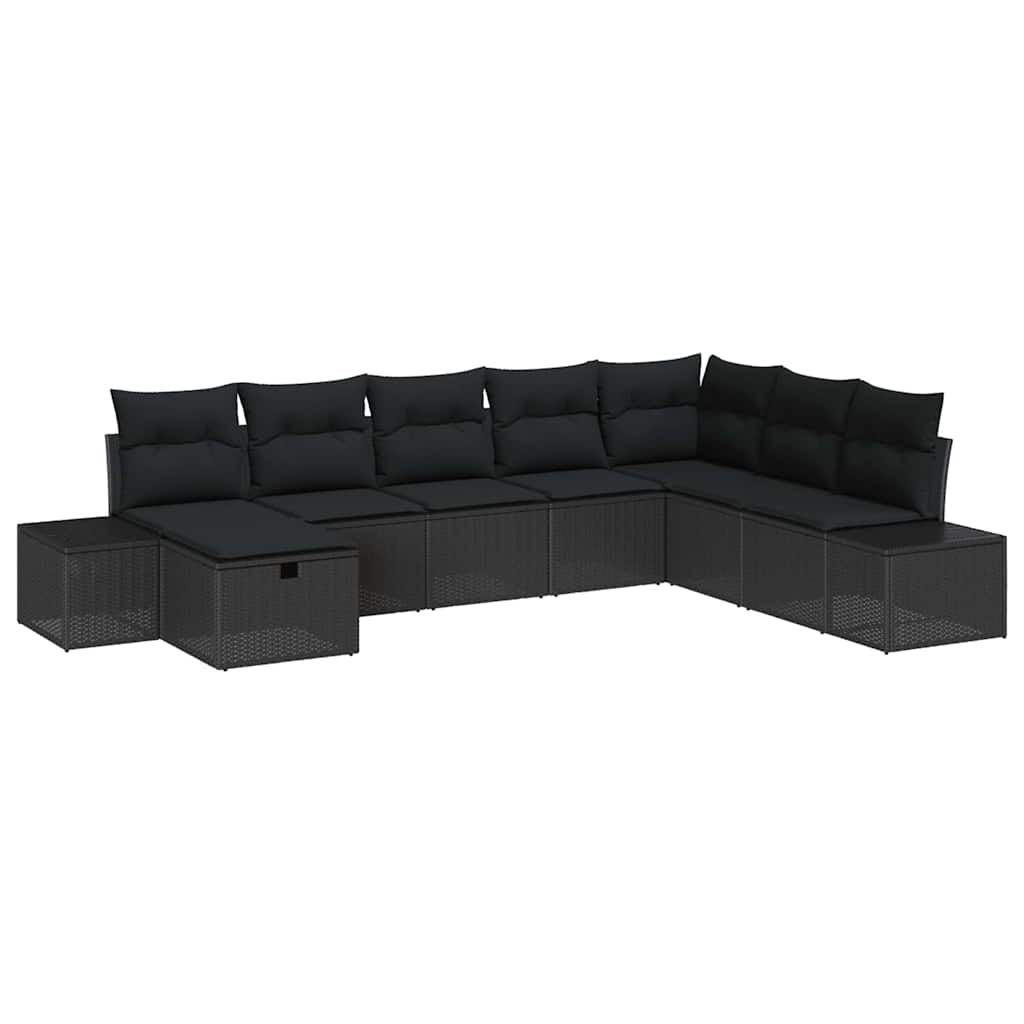 Conjunto de Sofá de Jardim 8 pcs Preto Rattan Sintético