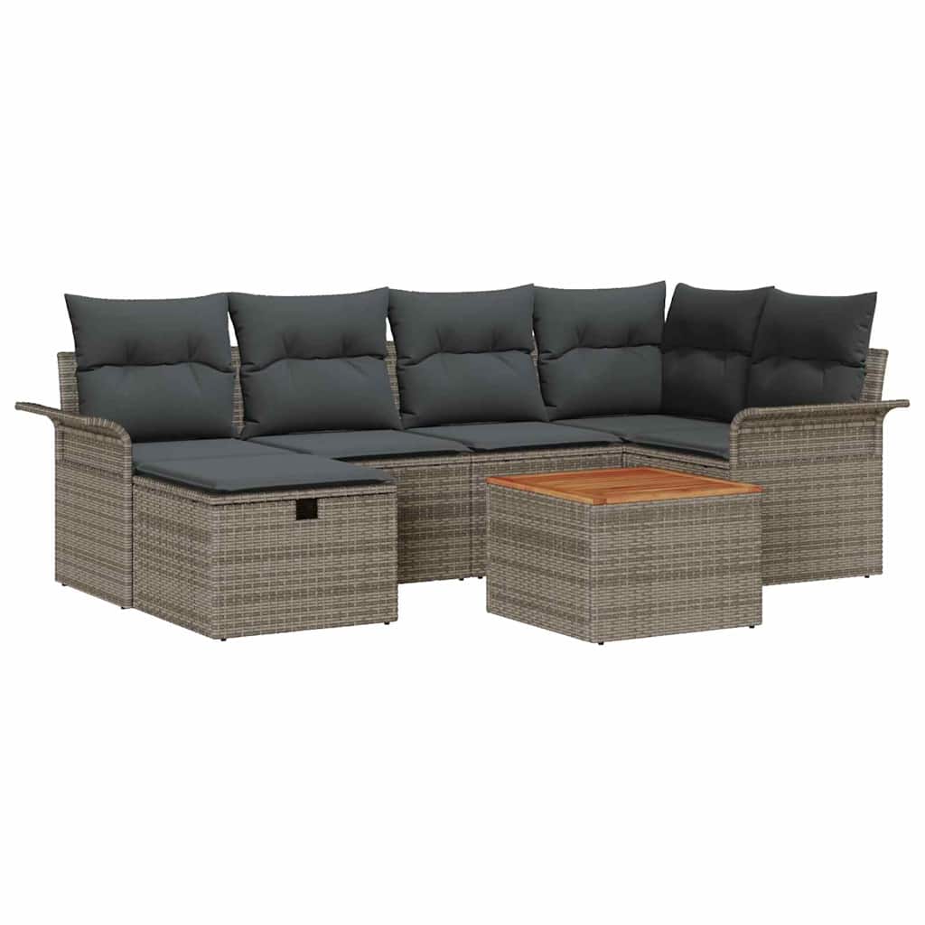 Conjunto de Sofá de Jardim 7 pcs Cinzeto Rattan Sintético