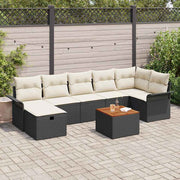 Conjunto de Sofá de Jardim 8 pcs Preto Rattan Sintético