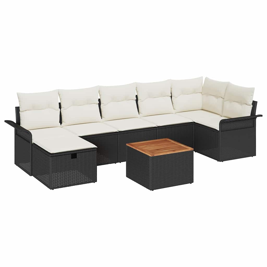 Conjunto de Sofá de Jardim 8 pcs Preto Rattan Sintético