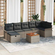 Conjunto de Sofá de Jardim 8 pcs Cinzeto Rattan Sintético
