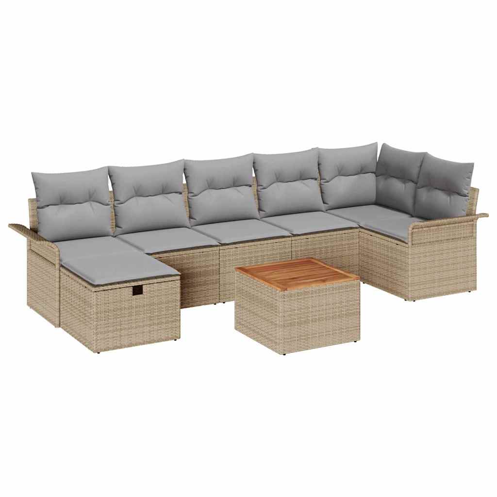 Conjunto de Sofá de Jardim 8 pcs Bege Rattan Sintético