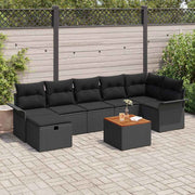 Conjunto de Sofá de Jardim 8 pcs Preto Rattan Sintético