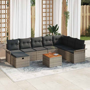 Conjunto de Sofá de Jardim 9 pcs Cinzeto Rattan Sintético