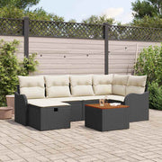 Conjunto de Sofá de Jardim 7 pcs Preto Rattan Sintético