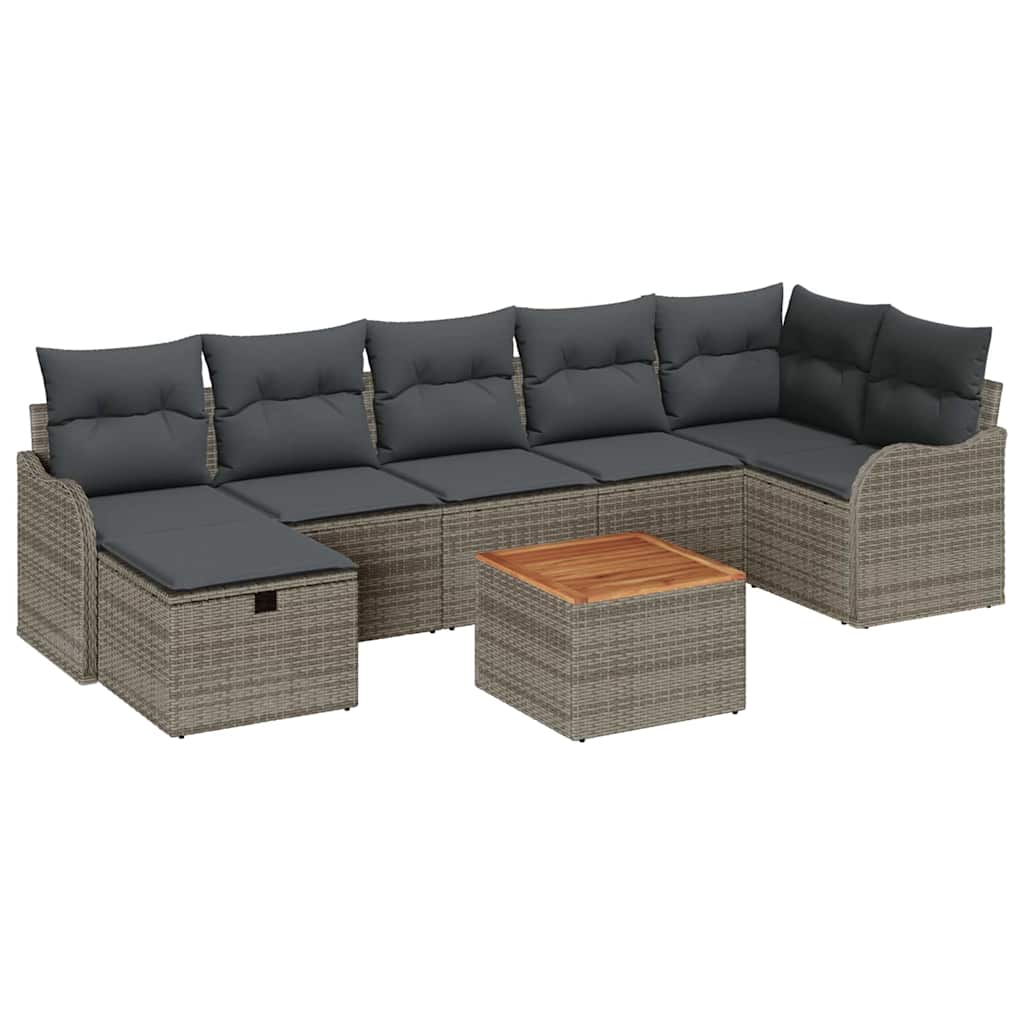 Conjunto de Sofá de Jardim 8 pcs Cinzeto Rattan Sintético