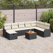 Conjunto de Sofá de Jardim 9 pcs Preto Rattan Sintético