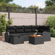 Conjunto de Sofá de Jardim 7 pcs Preto Rattan Sintético