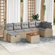 Conjunto de Sofá de Jardim 8 pcs Bege Rattan Sintético