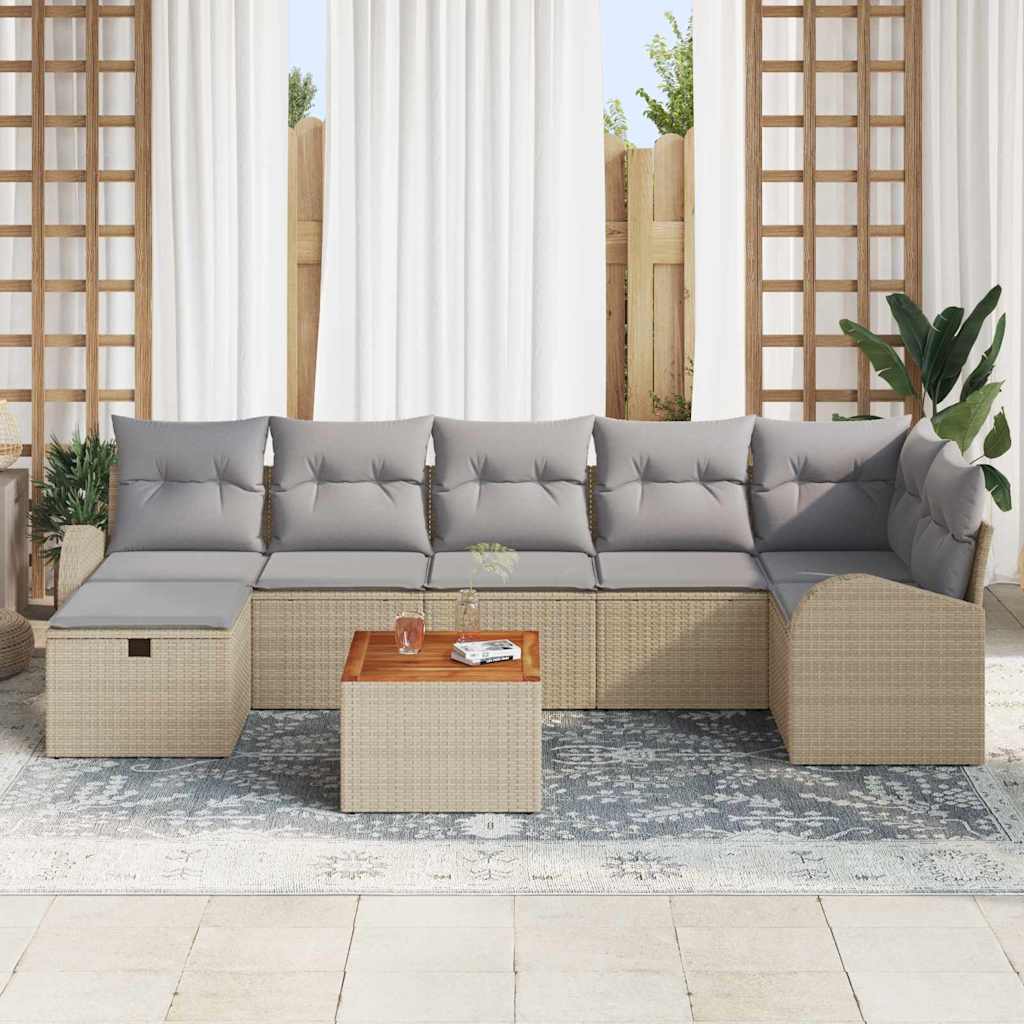 Conjunto de Sofá de Jardim 8 pcs Bege Rattan Sintético
