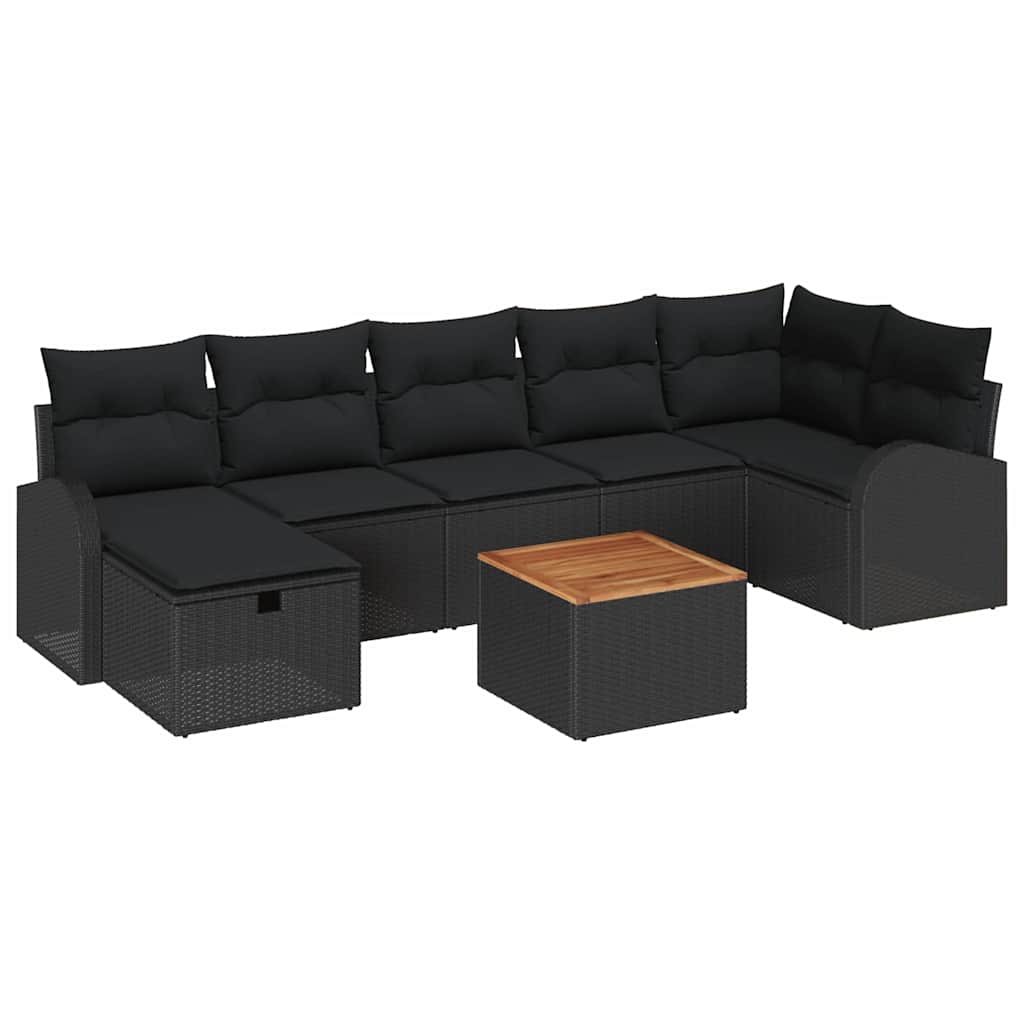 Conjunto de Sofá de Jardim 8 pcs Preto Rattan Sintético