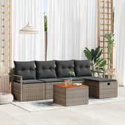 Conjunto de Sofá de Jardim 6 pcs Cinzeto Rattan Sintético