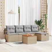 Conjunto de Sofá de Jardim 6 pcs Bege Rattan Sintético