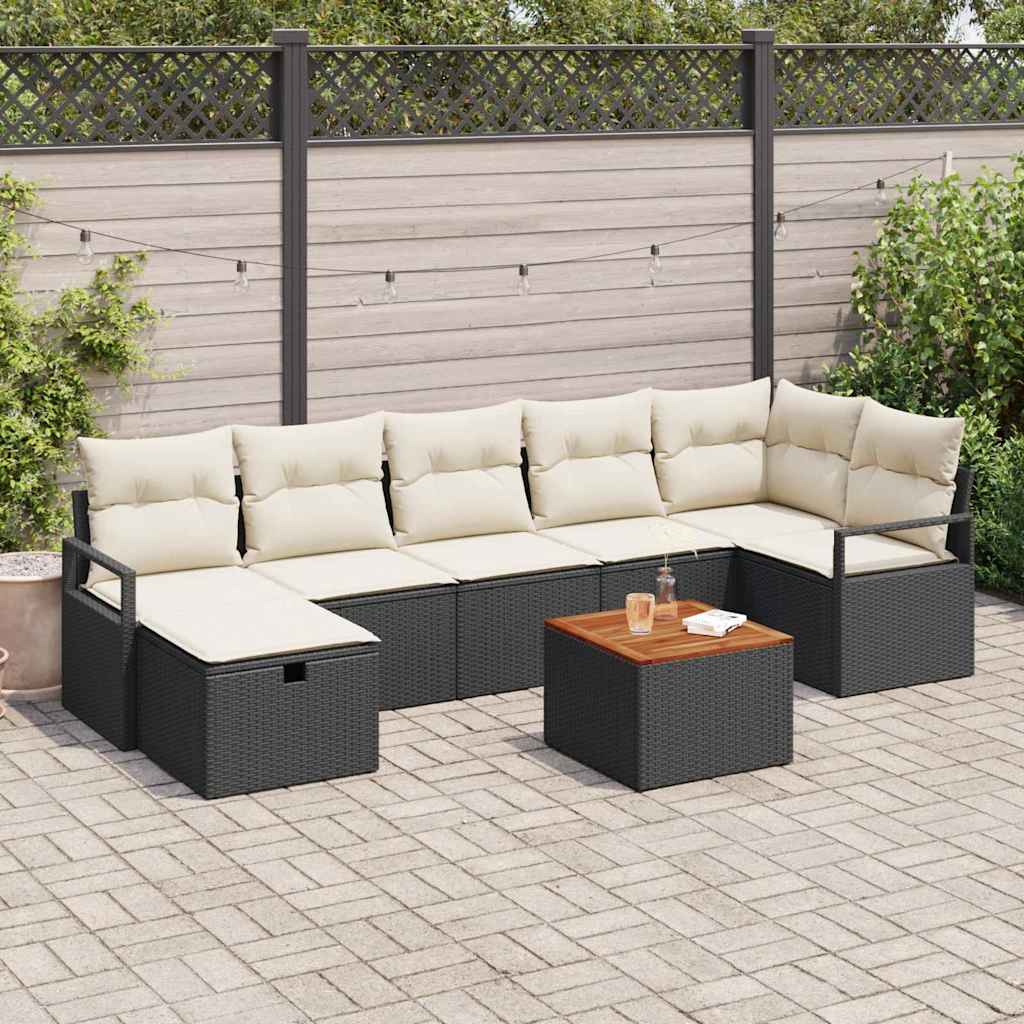 Conjunto de Sofá de Jardim 8 pcs Preto Rattan Sintético