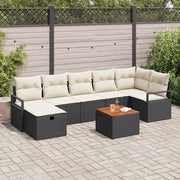 Conjunto de Sofá de Jardim 8 pcs Preto Rattan Sintético