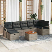 Conjunto de Sofá de Jardim 8 pcs Cinzeto Rattan Sintético