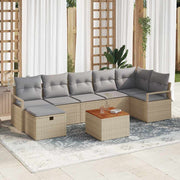 Conjunto de Sofá de Jardim 8 pcs Bege Rattan Sintético