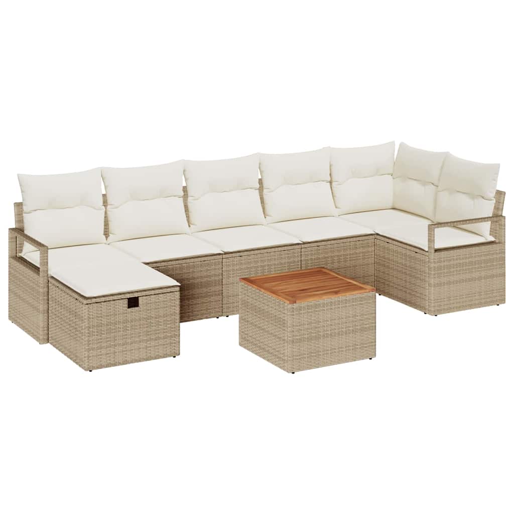 Conjunto de Sofá de Jardim 8 pcs Bege Rattan Sintético