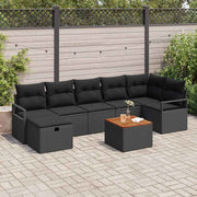 Conjunto de Sofá de Jardim 8 pcs Preto Rattan Sintético