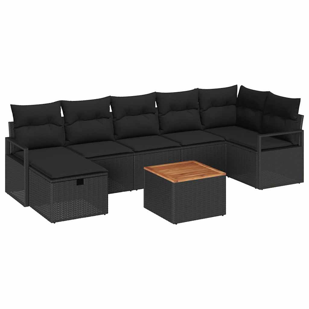 Conjunto de Sofá de Jardim 8 pcs Preto Rattan Sintético