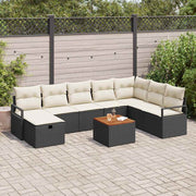Conjunto de Sofá de Jardim 9 pcs Preto Rattan Sintético
