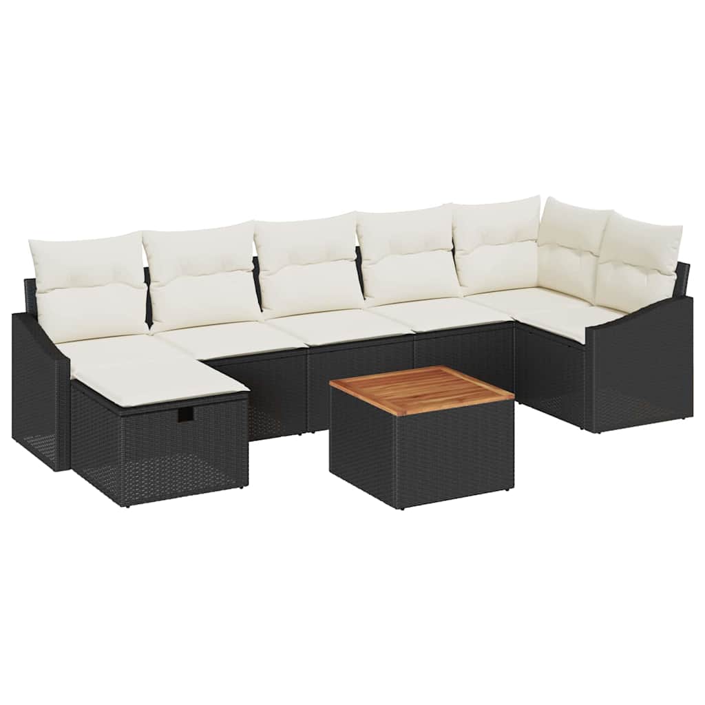 Conjunto de Sofá de Jardim 8 pcs Preto Rattan Sintético
