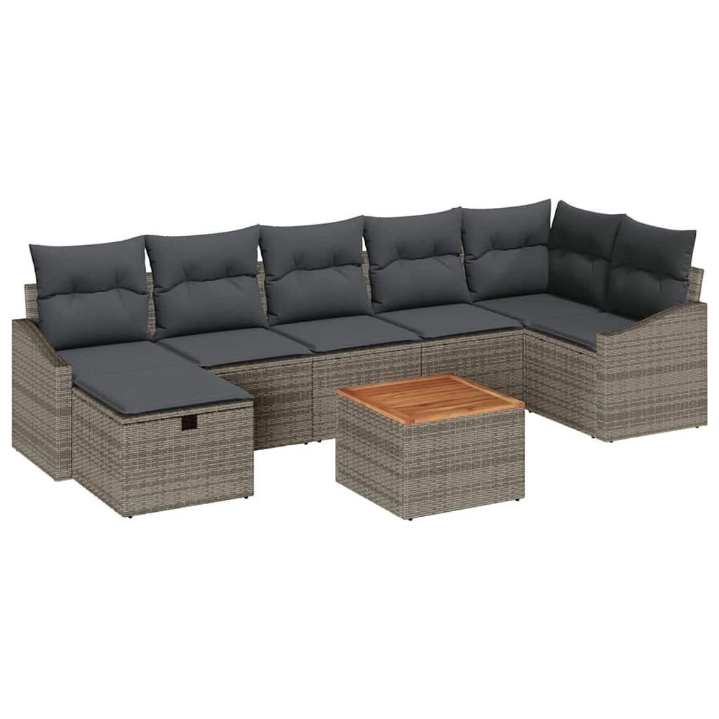 Conjunto de Sofá de Jardim 8 pcs Cinzeto Rattan Sintético