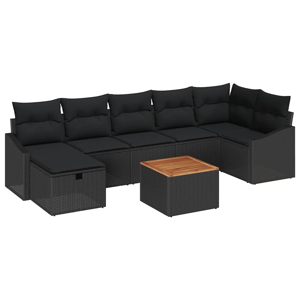 Conjunto de Sofá de Jardim 8 pcs Preto Rattan Sintético