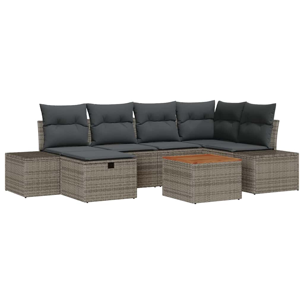 Conjunto de Sofá de Jardim 7 pcs Cinzeto Rattan Sintético