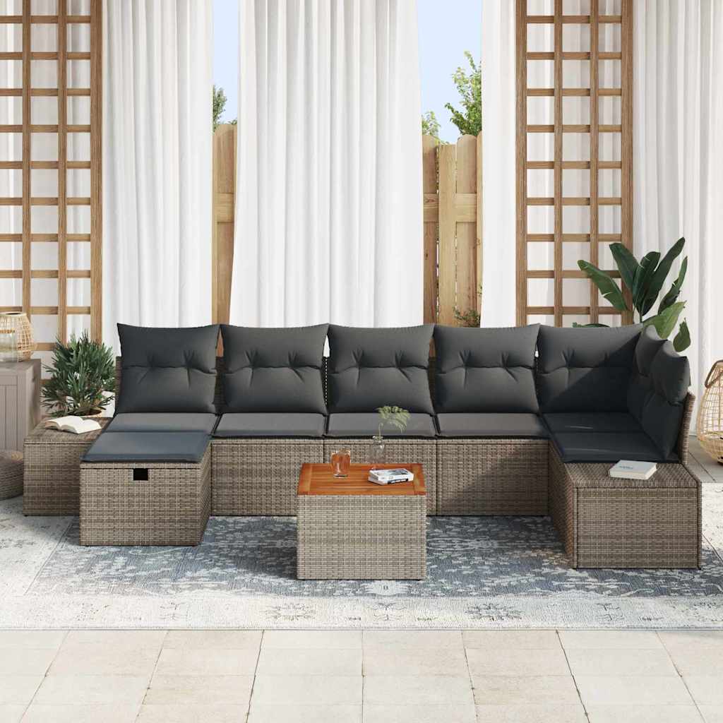Conjunto de Sofá de Jardim 8 pcs Cinzeto Rattan Sintético