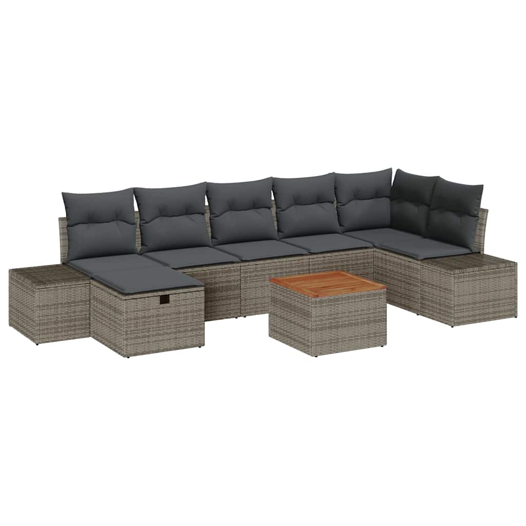 Conjunto de Sofá de Jardim 8 pcs Cinzeto Rattan Sintético