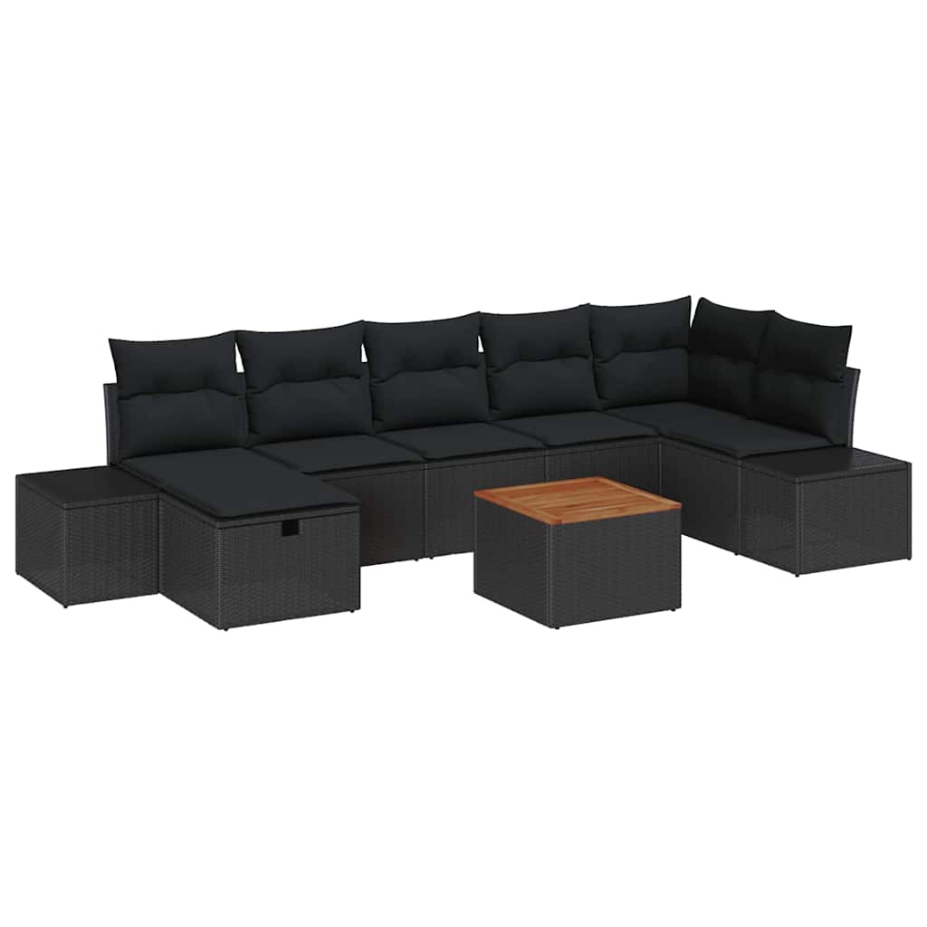 Conjunto de Sofá de Jardim 8 pcs Preto Rattan Sintético