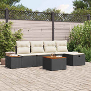 Conjunto de Sofá de Jardim 6 pcs Preto Rattan Sintético