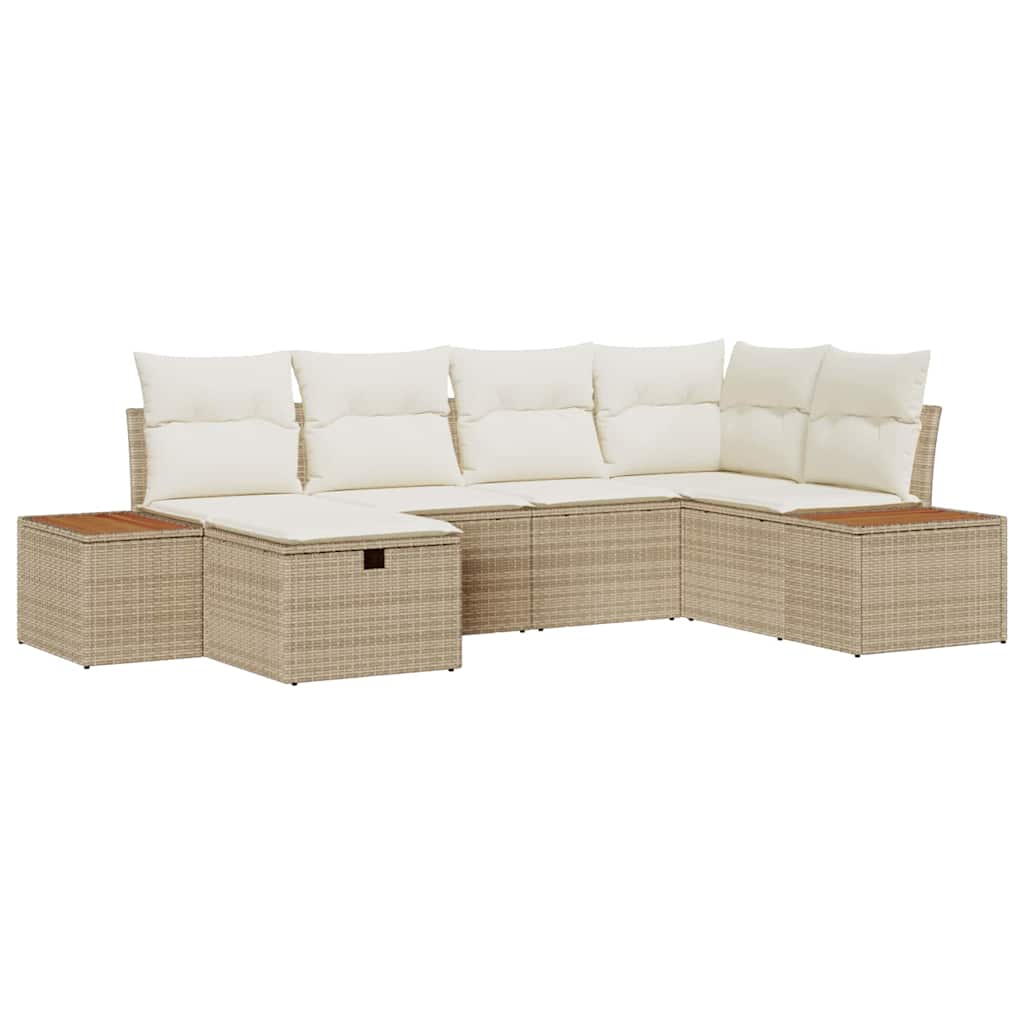 Conjunto de Sofá de Jardim 6 pcs Bege Rattan Sintético