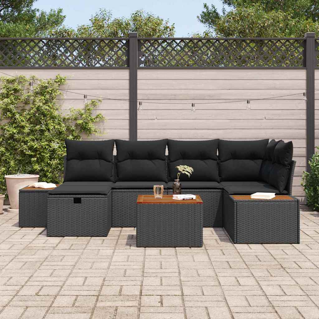 Conjunto de Sofá de Jardim 7 pcs Preto 55 x 62 x 69 cm