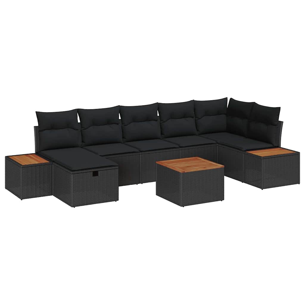 Conjunto de Sofá de Jardim 8 pcs Preto Rattan Sintético