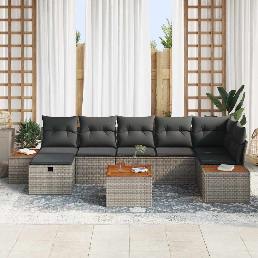 Conjunto de Sofá de Jardim 8 pcs Cinzeto Rattan Sintético