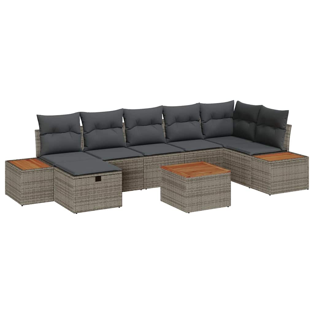 Conjunto de Sofá de Jardim 8 pcs Cinzeto Rattan Sintético